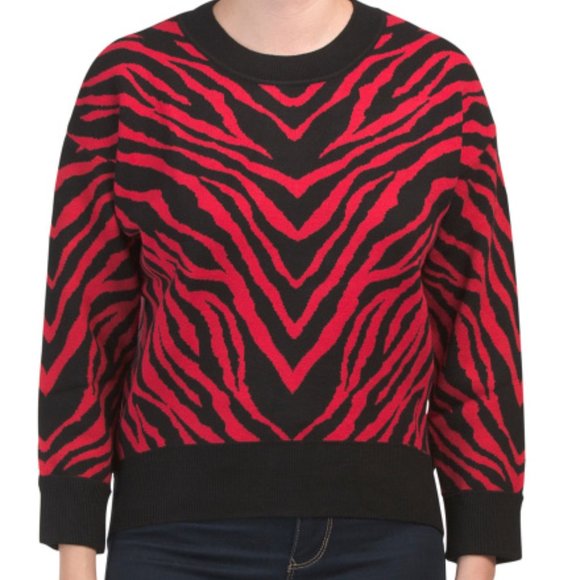 Cliche Zebra Print Sweater Pullover Women's Size Medium NWT - Picture 1 of 5